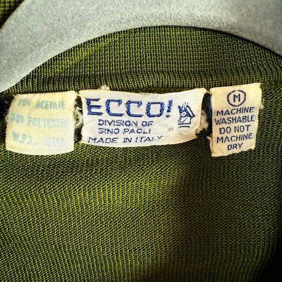 Ecco Vintage Polo Knit Made in Italy Partial Zipper Closure Sz M Short Sleeves - Picture 7 of 7